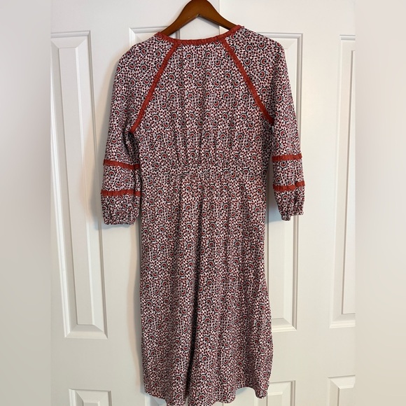Boden Boho Lace Trim Floral Pattern Bishop Sleeve Dress, 6L - Picture 8 of 11